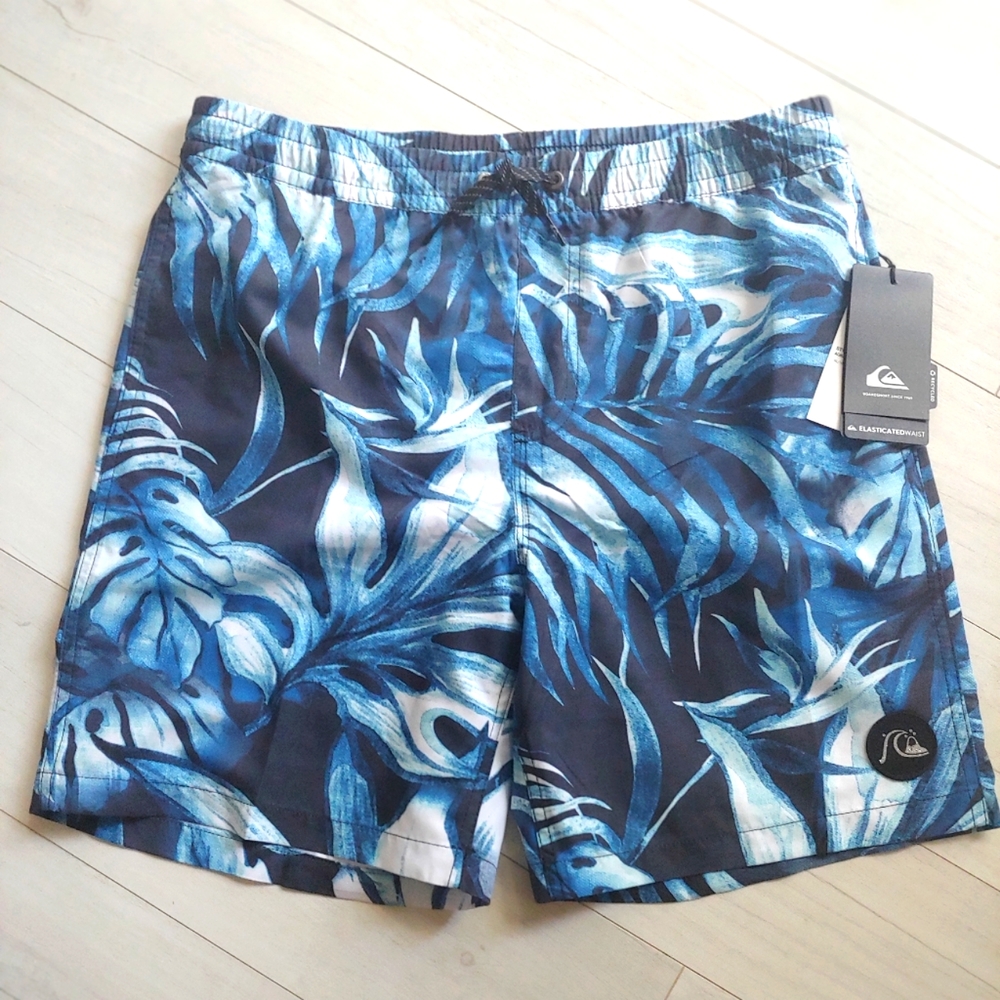 Quiksilver NEW Tropical Flow Volley 15 Boardshorts Blue Palm